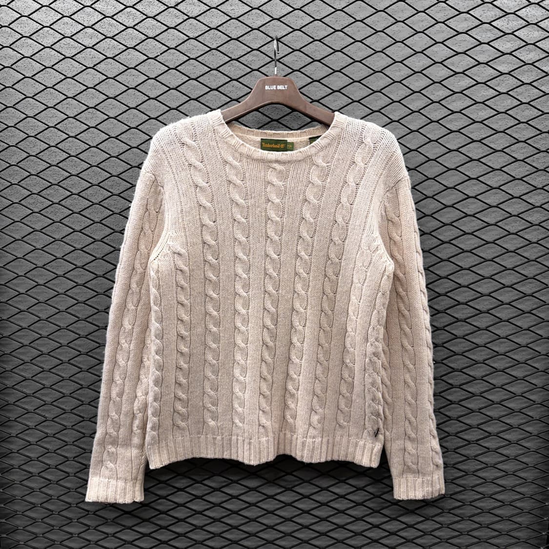 팀버랜드 크루넥 케이블 울니트 탭라벨 디테일 아이보리 상품이미지2