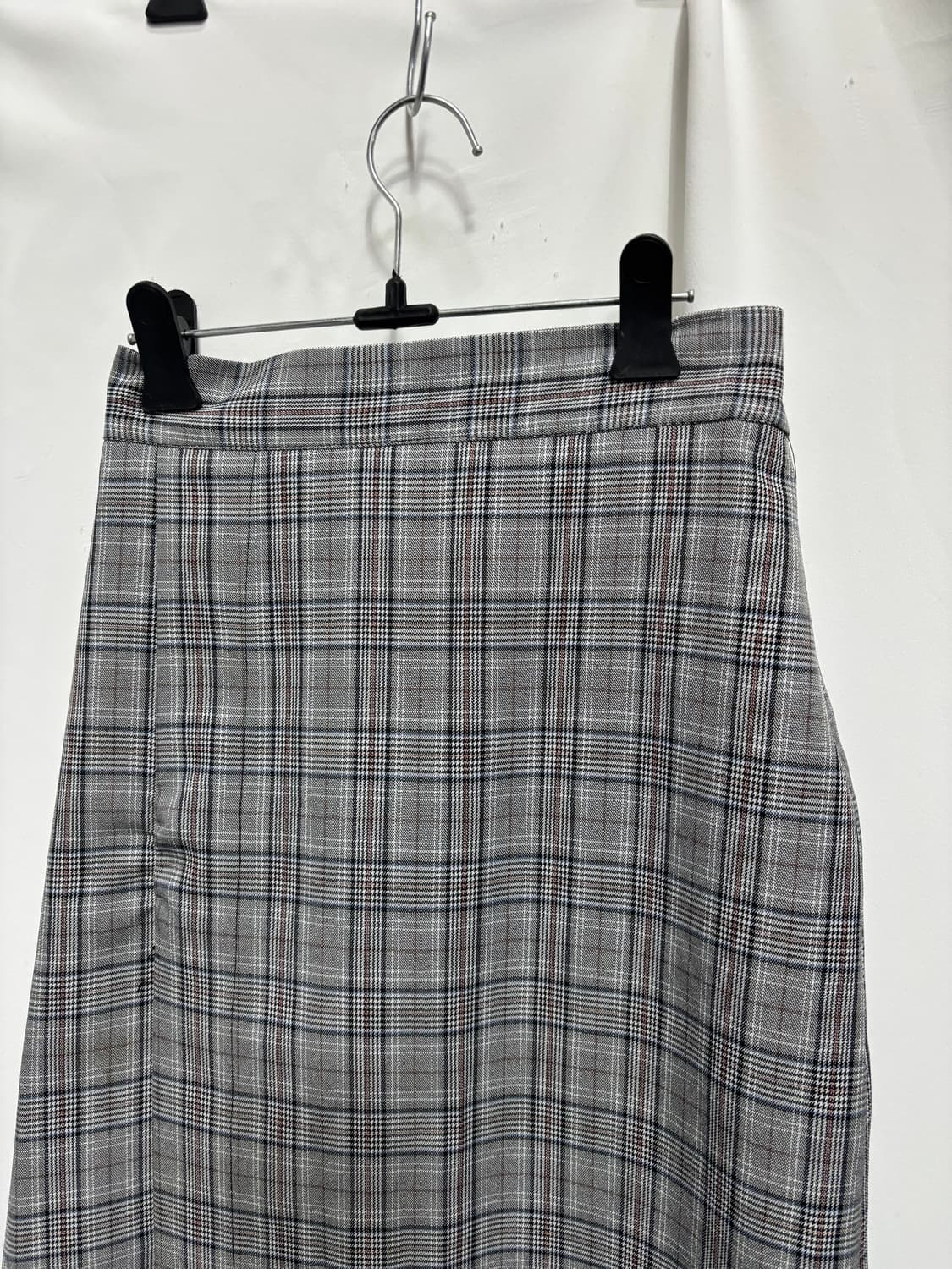 자밀로 그레이 글렌 체크 패턴 앞 슬릿 롱 스커트 상품이미지2