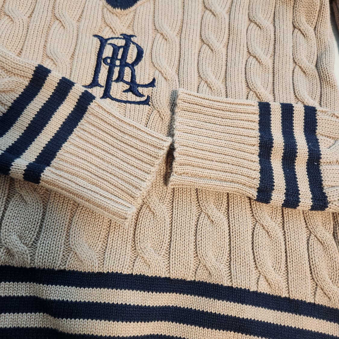 폴로 로렌 랄프로렌 브이넥 케이블 니트 브라운 상품이미지7