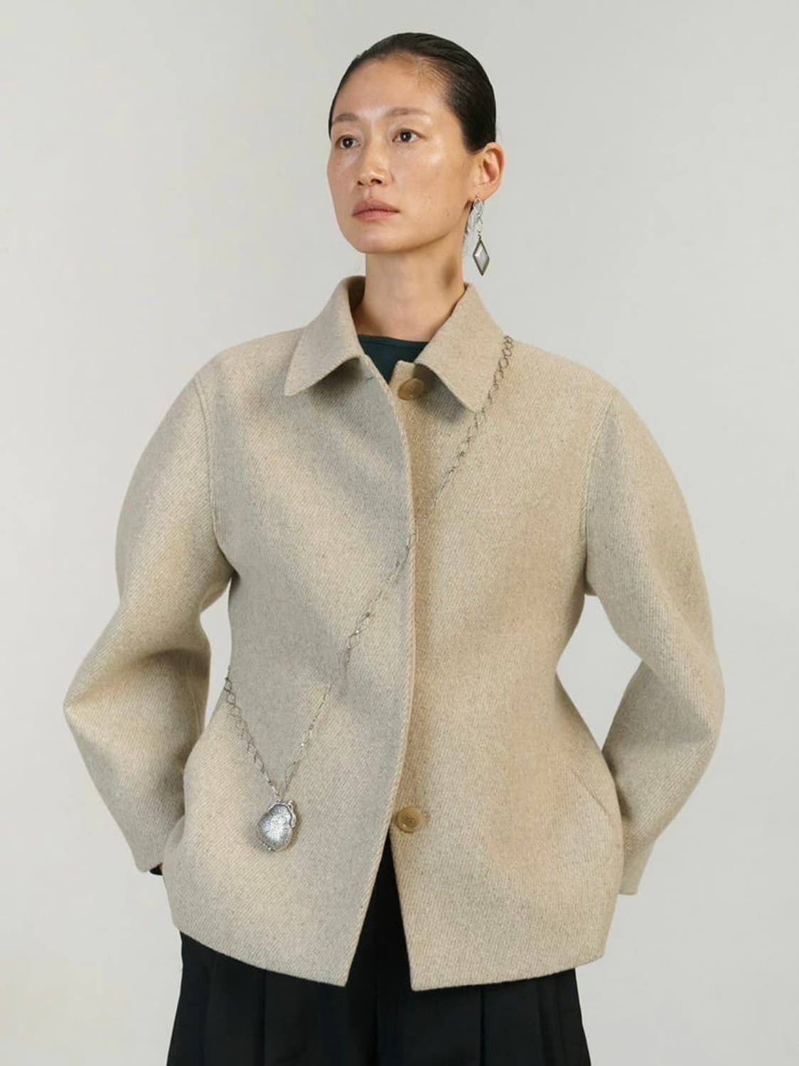 아모멘토 Amomento 아워글래스 하프코트 베이지 상품이미지1