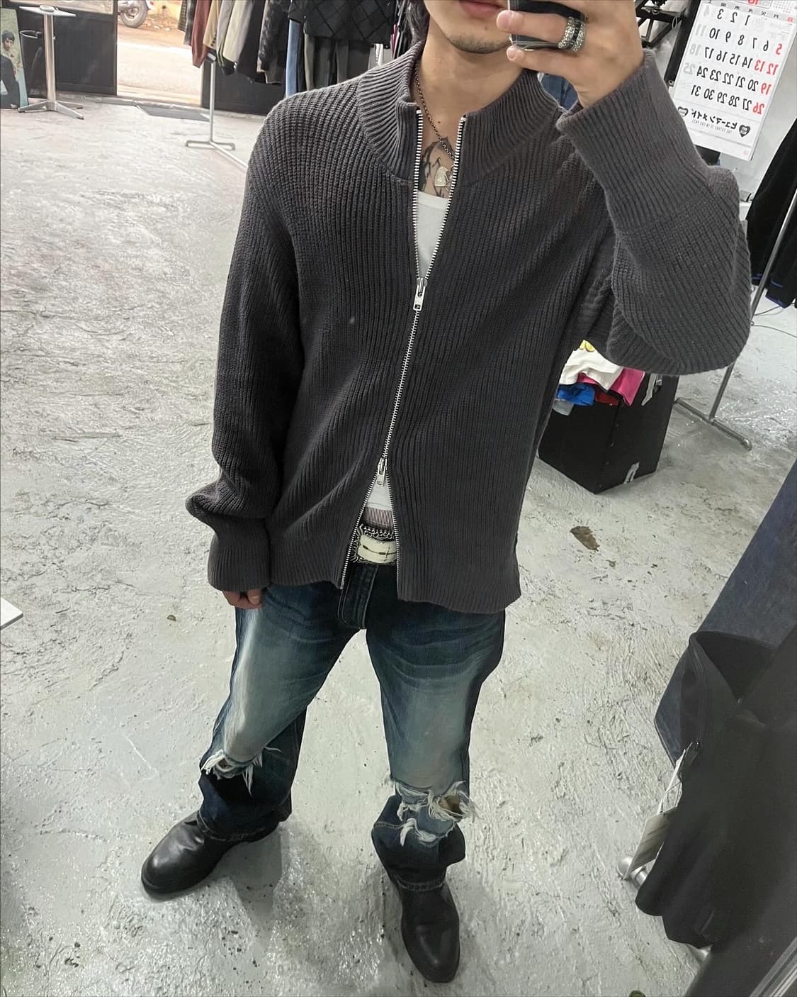 vtg knit zip up (2way zip) 상품이미지1