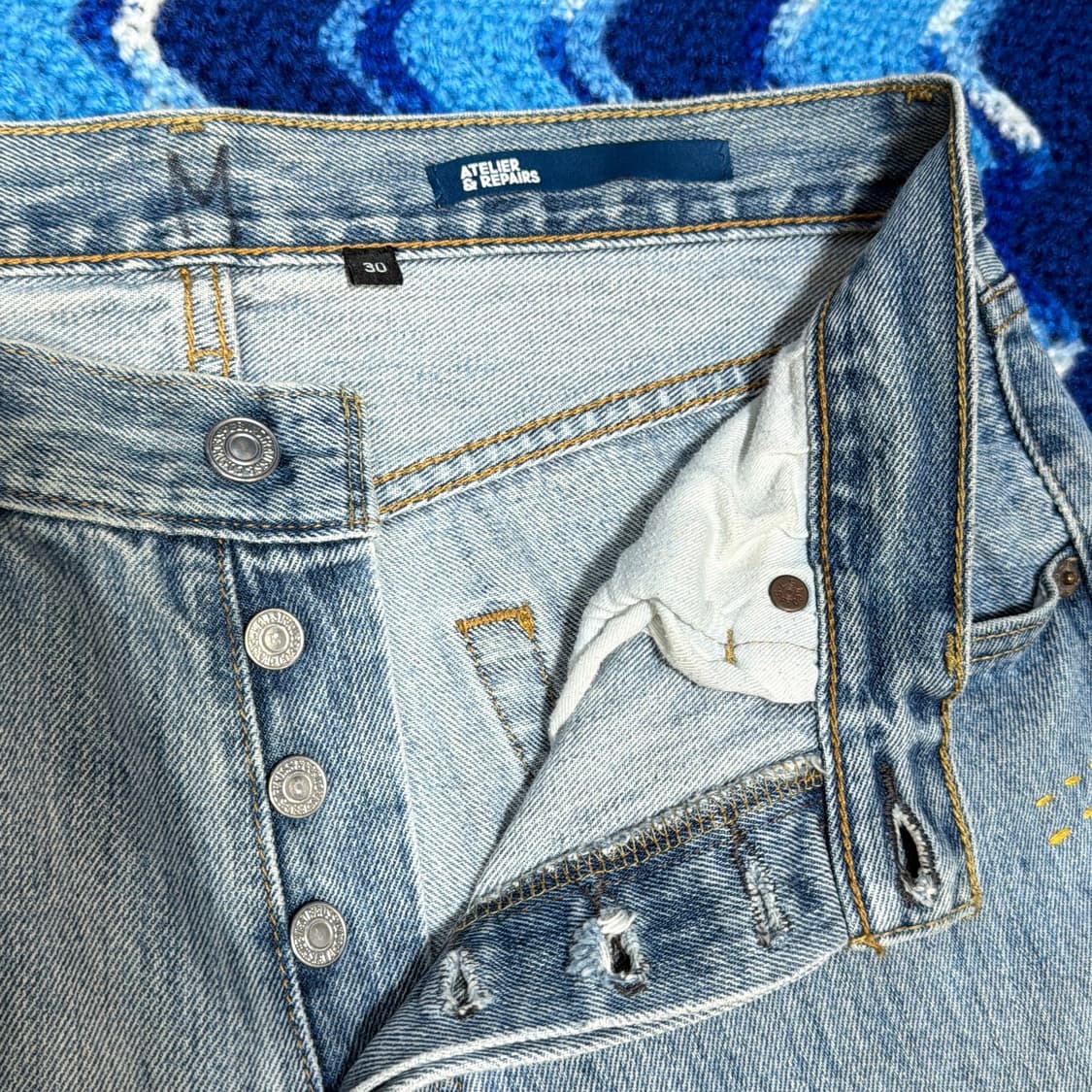 아뜰리에 리페어스 X 리바이스 501 패치워크 팬츠 상품이미지7