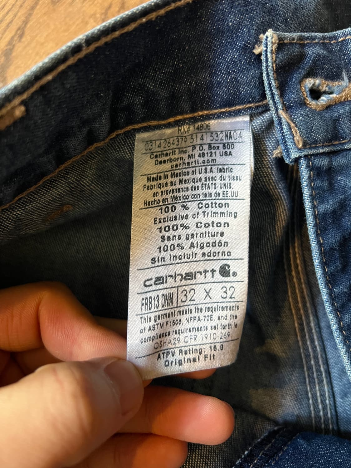 [32]칼하트FR USA 미디엄블루 싱글니 카펜터 워크 데님 팬츠 상품이미지9
