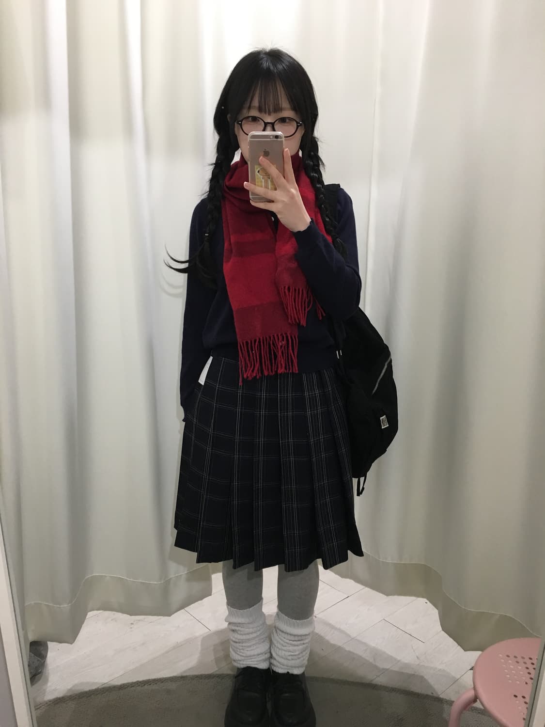 JPN 스쿨룩 체크 미디 스커트 상품이미지2