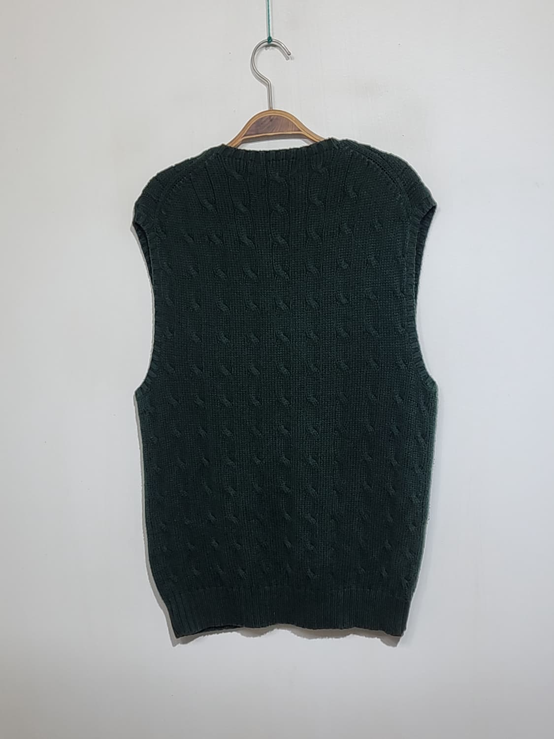 (L) 랄프로렌 폴로 꽈배기 니트조끼 녹색 케이블 베스트 피마코튼  상품이미지6