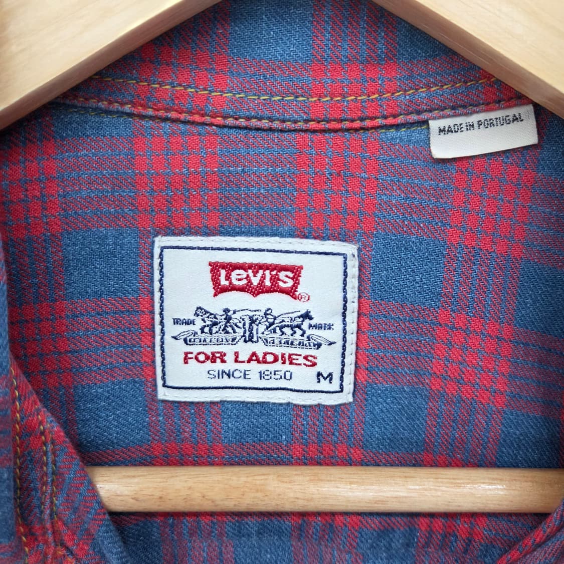 리바이스 레드/네이비 체크 남방 남m 상품이미지3