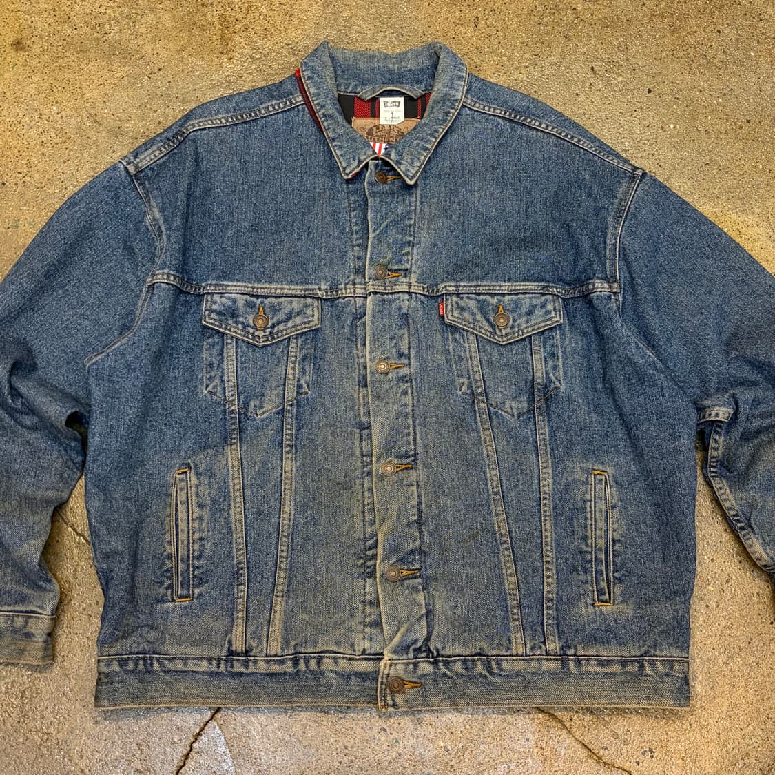 90s USA 빈티지 리바이스 트러커 안감체크 데님자켓 청자켓 상품이미지2