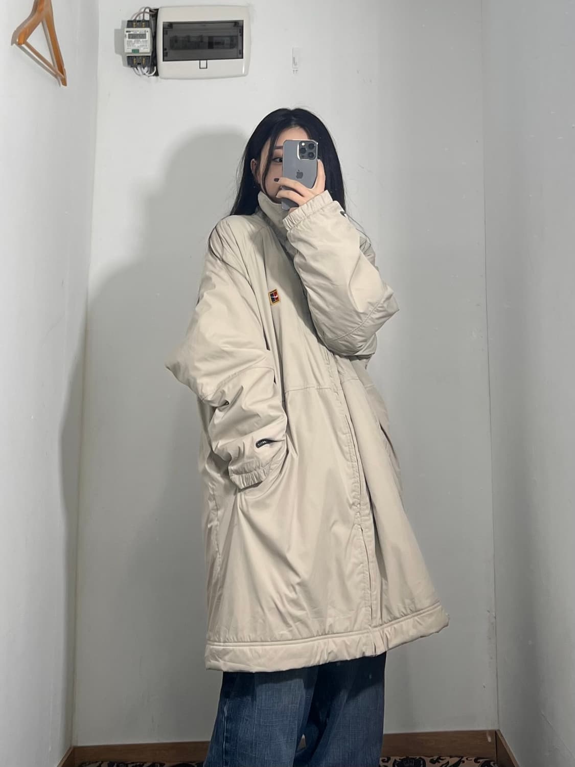 00s 나이키 테니스로고 베이지 돕바 롱패딩 Xl 상품이미지2