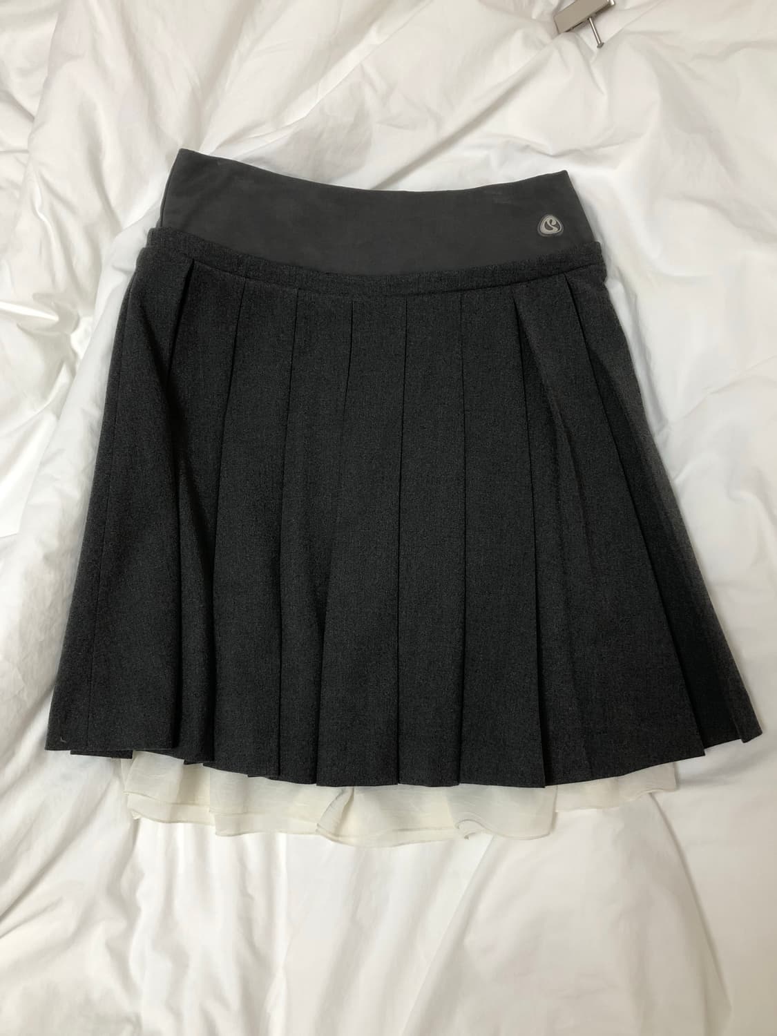 코이세이오 치마 (더블 웨이스트 플리츠 스커트 그레이) 상품이미지1