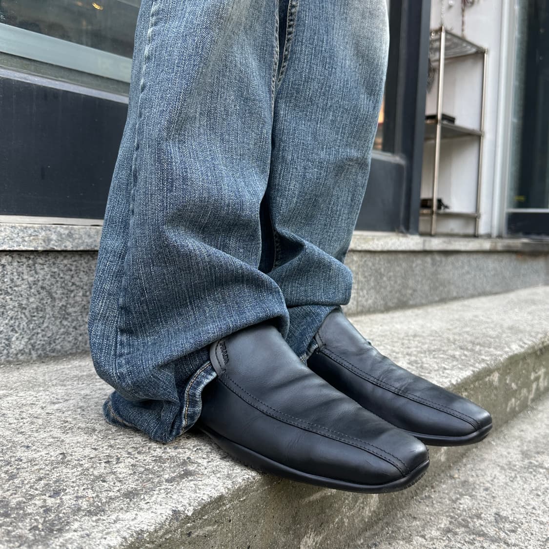 00s 빈티지 블랙 프라다 스포츠 스퀘어 토 로퍼 풀박스 상품이미지6