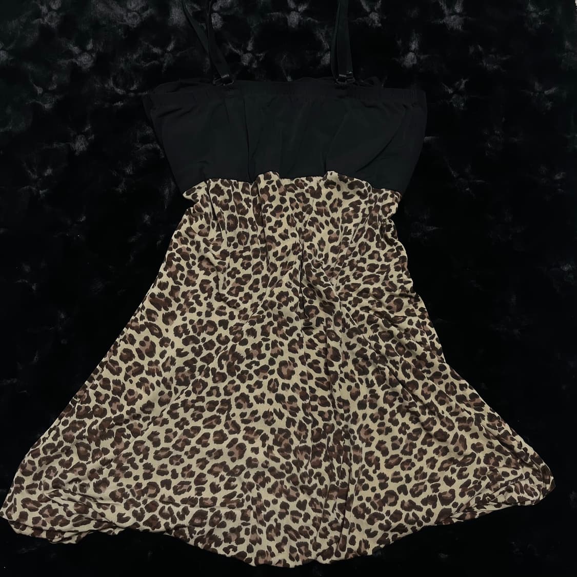 갸루 리본 호피 슬립 원피스 상품이미지2