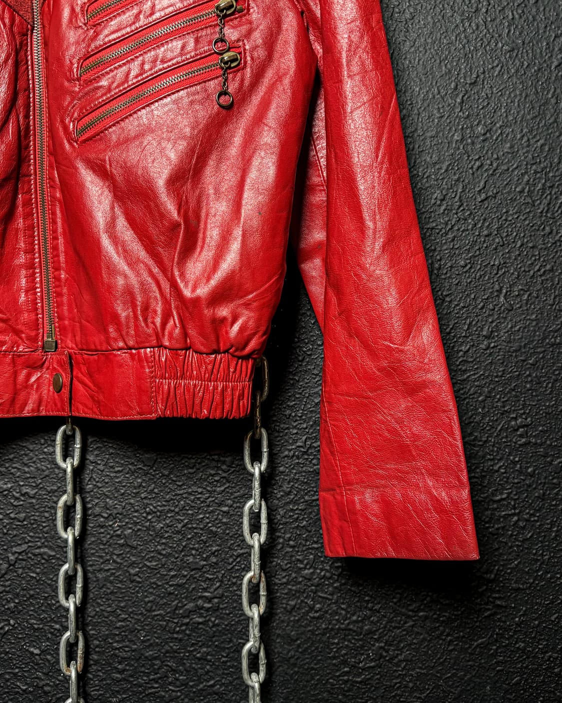 80‘s Red Leather Suede Panel Jacket 상품이미지5