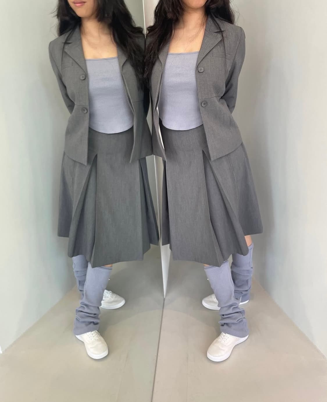 할로미늄 미디 플리츠 랩 스커트 상품이미지2