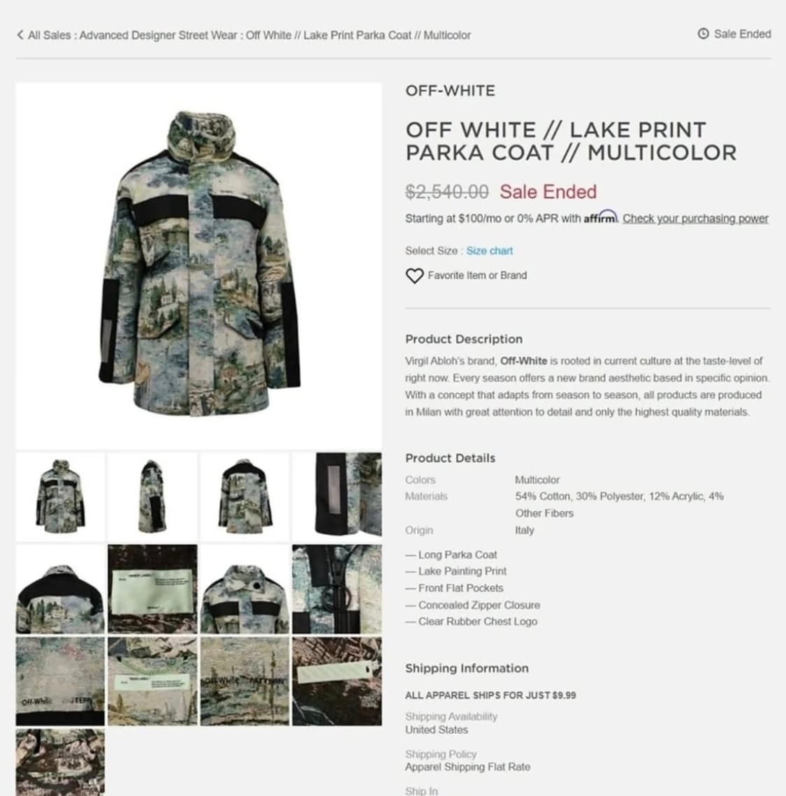 (버질 아블로 착용)오프화이트 마네 명작 자카드 레이크 파카 S 상품이미지10