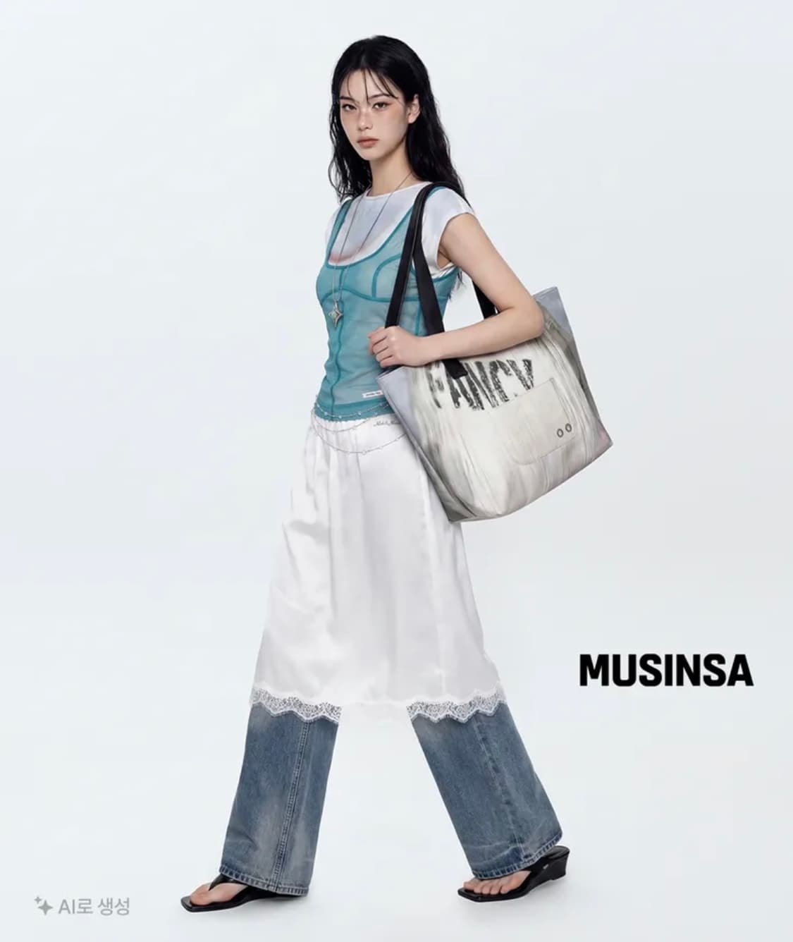 오버듀플레어 MESH CORSET SLEEVELESS_TEAL BLUE 상품이미지2