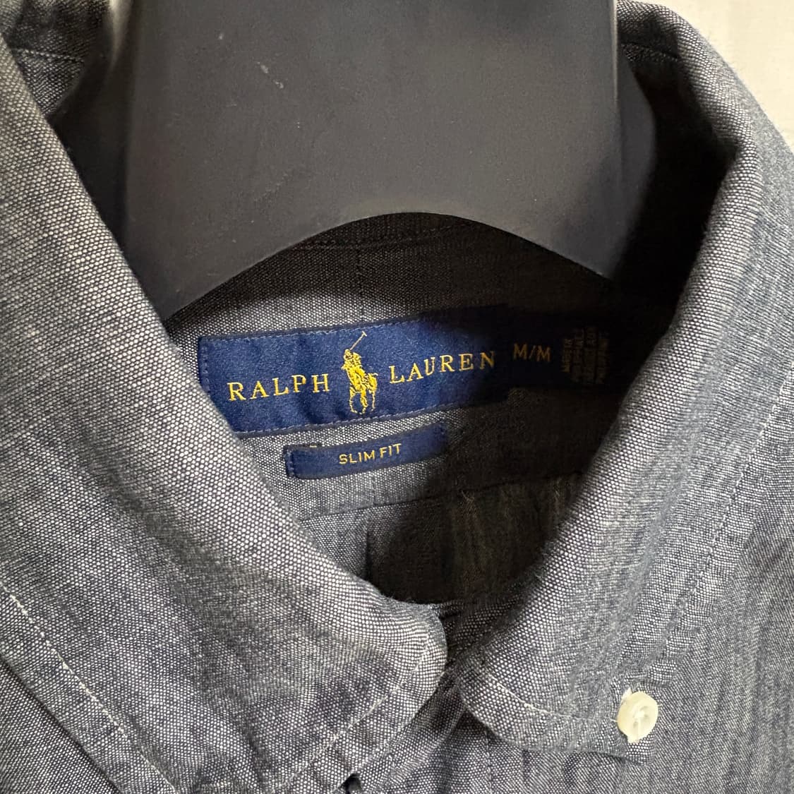 폴로 랄프로렌 슬림핏 샴브레이 셔츠 / 블랙, M 상품이미지4