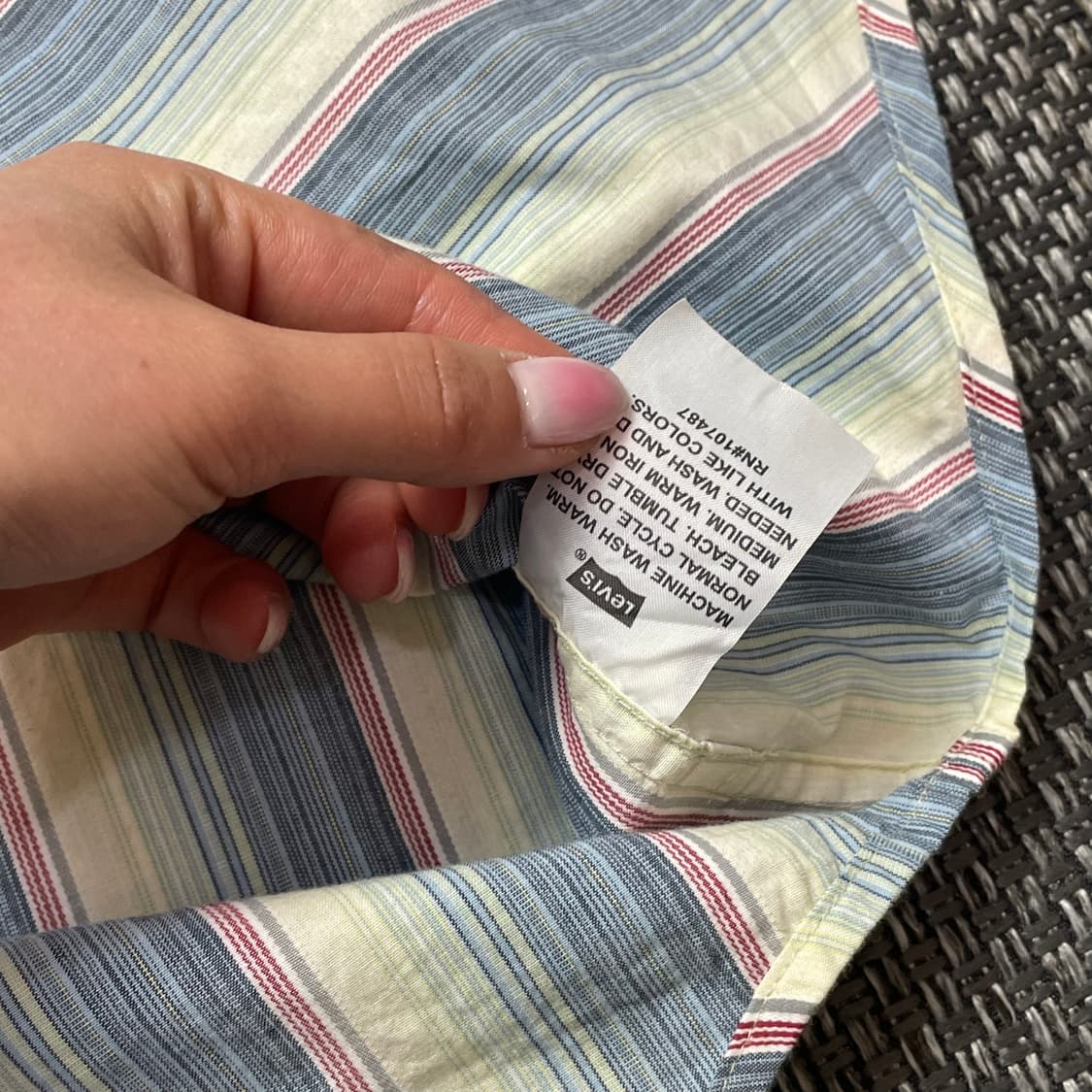 리바이스 스트라이프 원포켓 코튼 반팔 셔츠 M 상품이미지5