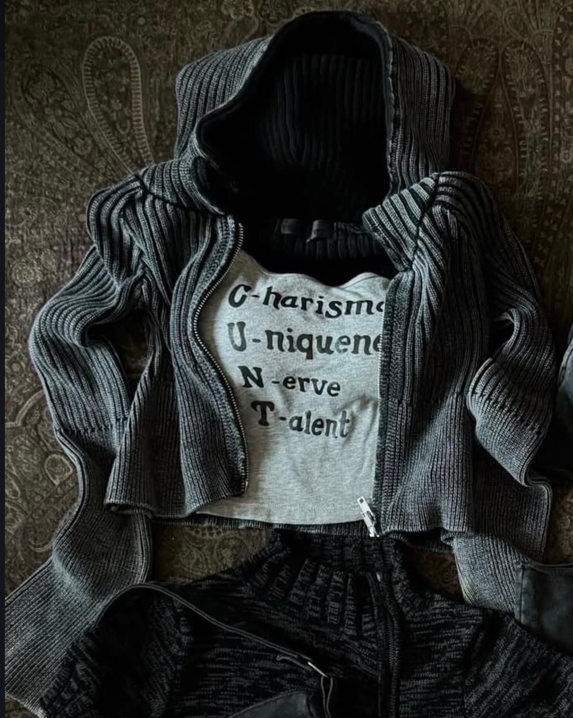 여성 빈티지 그레이 슬림 후드 상품이미지2