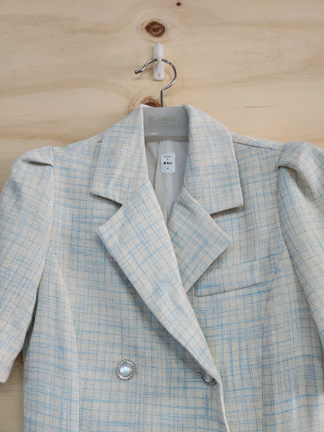 1123) 체크 반팔 더블 버튼 원피스 상품이미지4