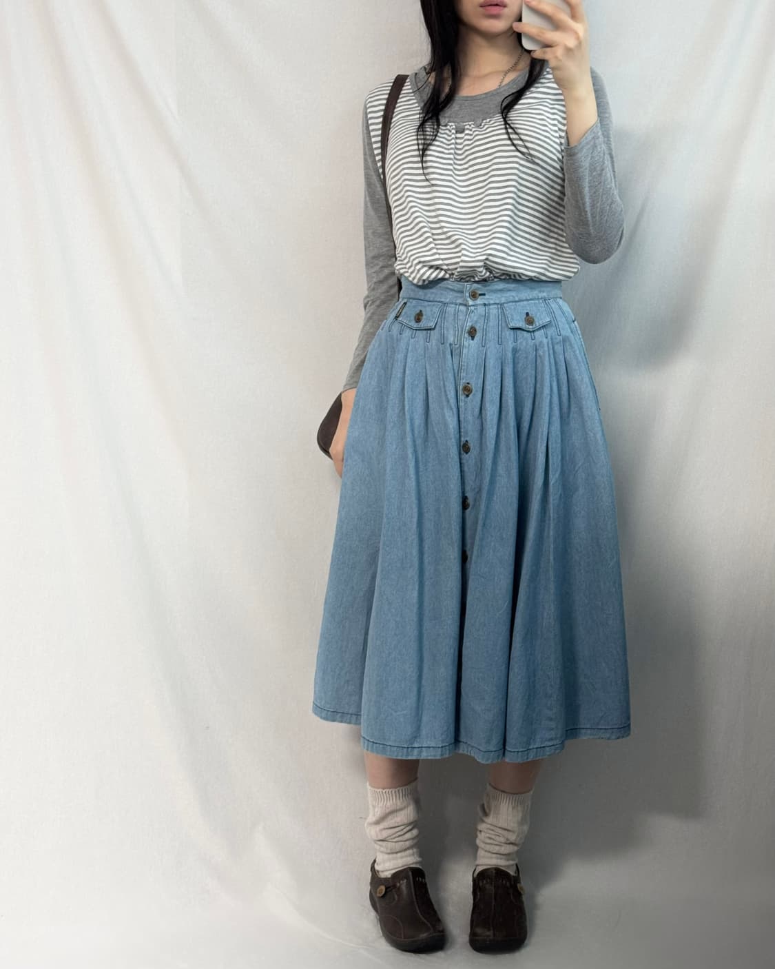 레이어드 버튼 넥 탑 상품이미지5