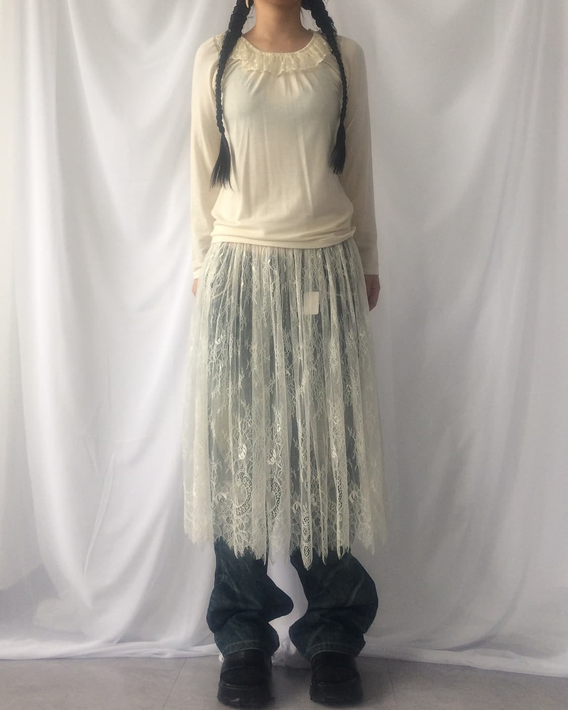 Lace trimming sleeve 상품이미지5