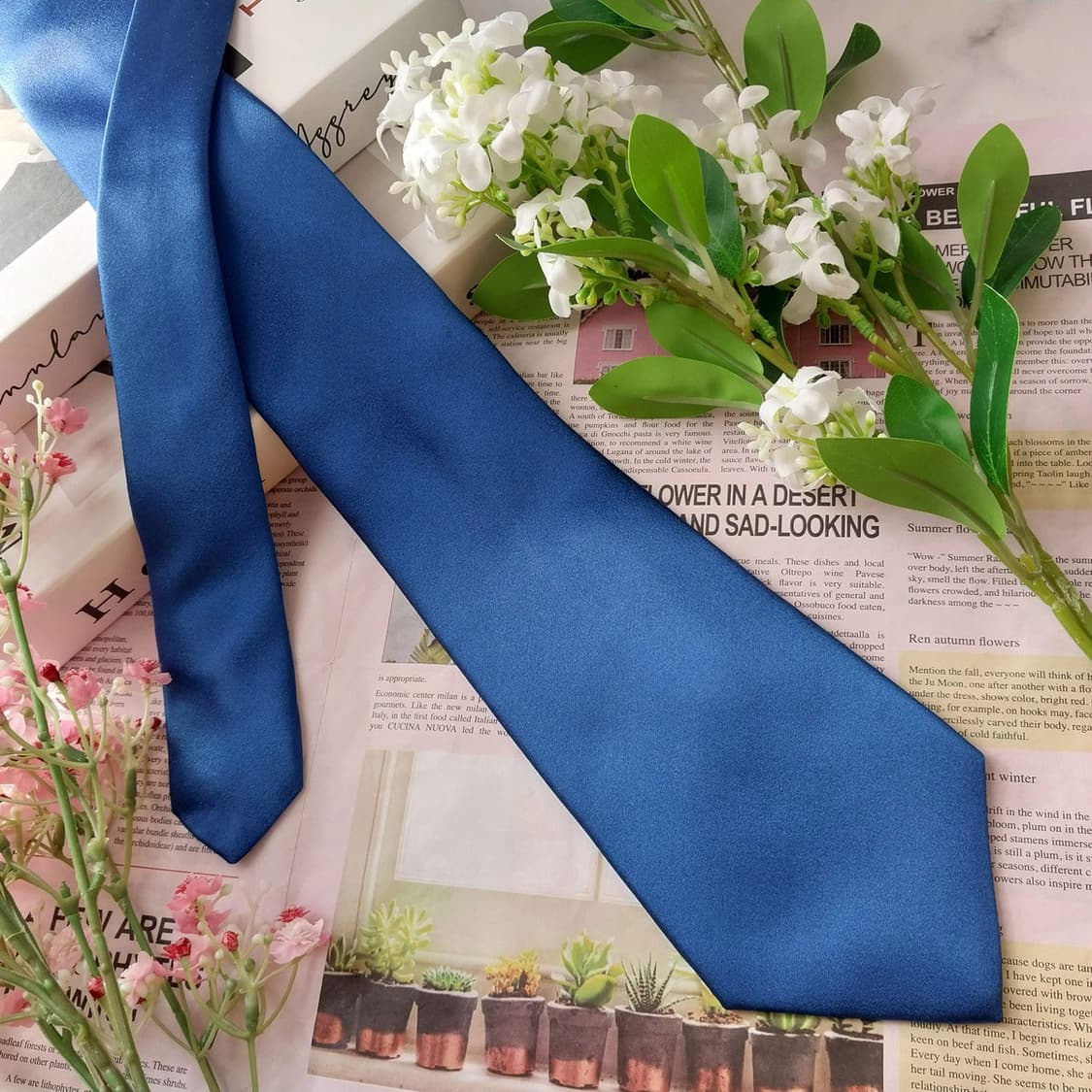 랑방 실크 블루 솔리드 넥타이 9cm A등급 K1839
 상품이미지4