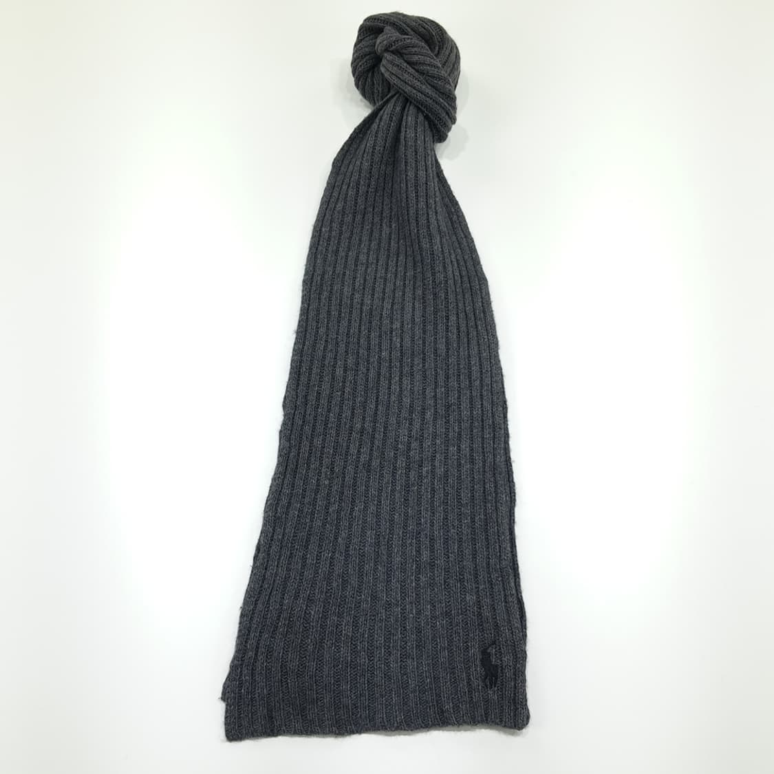 MX341 폴로 랄프로렌 그레이 리브드 램스울 니트 목도리 머플러 상품이미지1