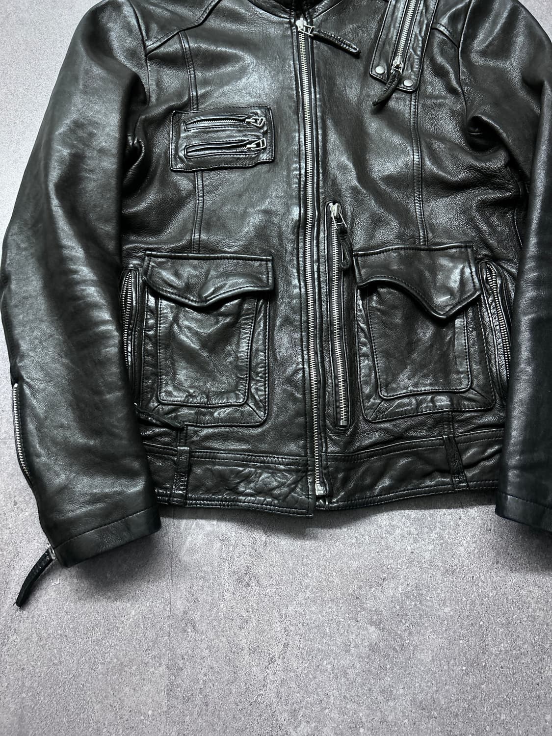이탈리안 멀티 지퍼 레더 자켓 상품이미지5