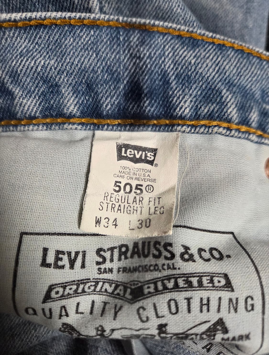 90s 리바이스 메이드인 USA 505 데님 팬츠 34x30 상품이미지5