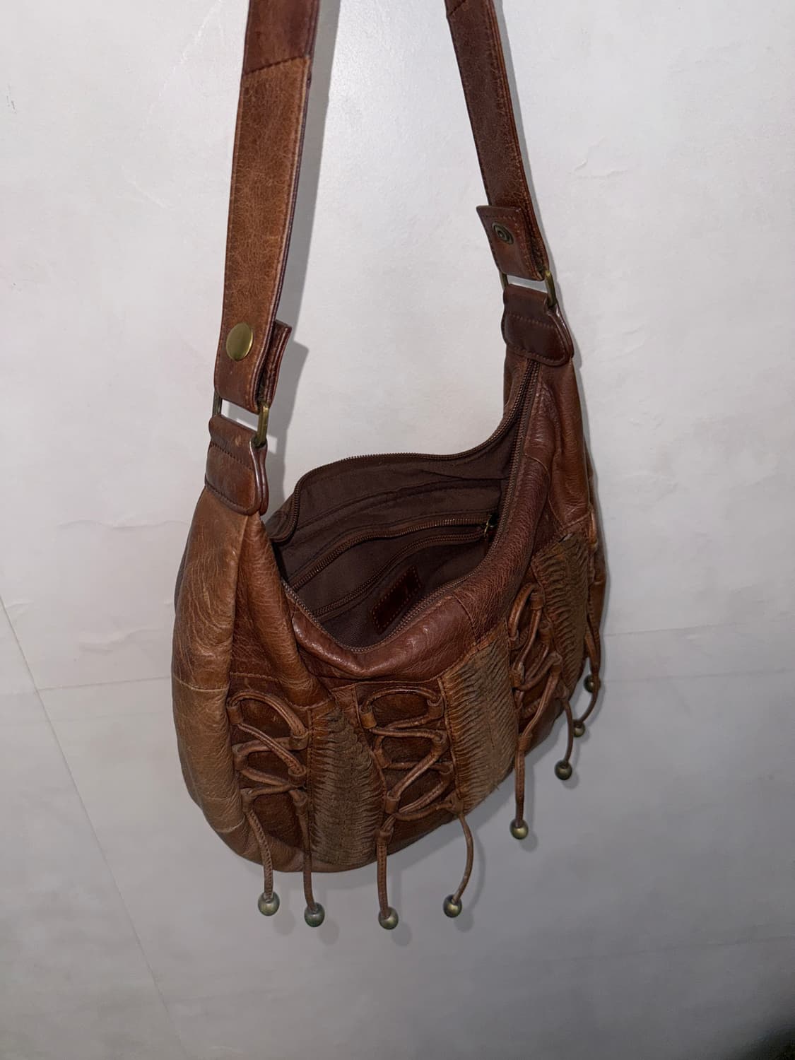 Brown western laceup leather 숄더백 상품이미지6