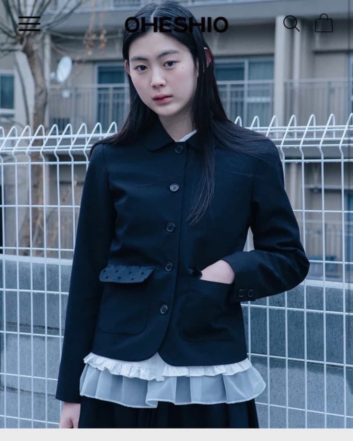 oheshio 구해요) 프릴셔츠화이트,스커트,도트자켓 상품이미지2