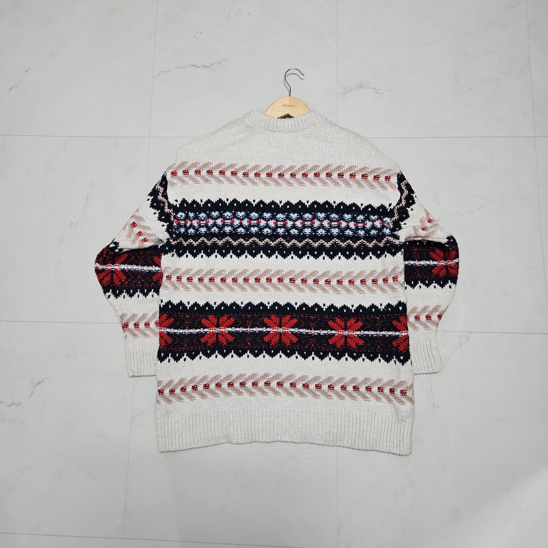 자라 여성 오버핏 노르딕 눈꽃 패턴 니트 상품이미지2