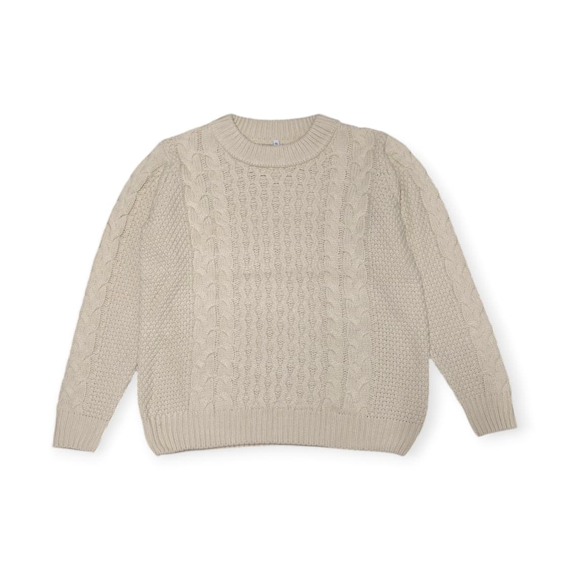 XL)클래식 케이블 니트 아이보리 오버핏 스웨터 꾸안꾸 코디 상품이미지1