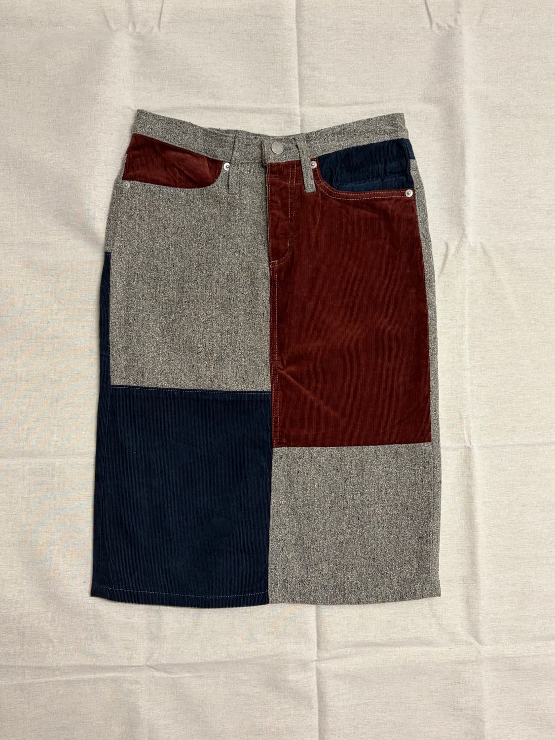 [일본빈티지] 코듀로이 헤링본 미디 스커트 상품이미지1