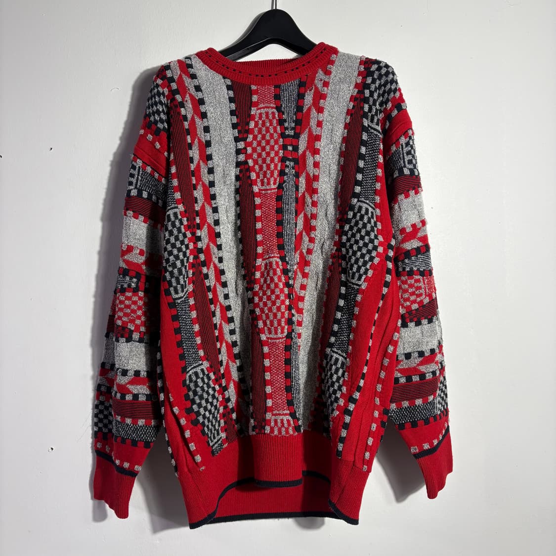 빈티지 레드 패턴 니트 (무료배송) 상품이미지1
