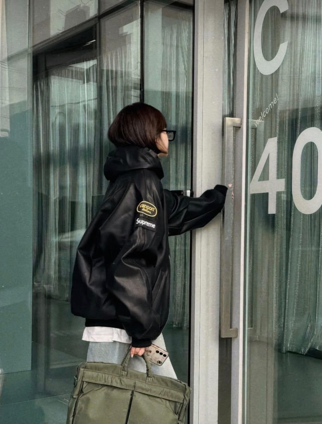 수프림 밴슨 가죽후드자켓 L 상품이미지2