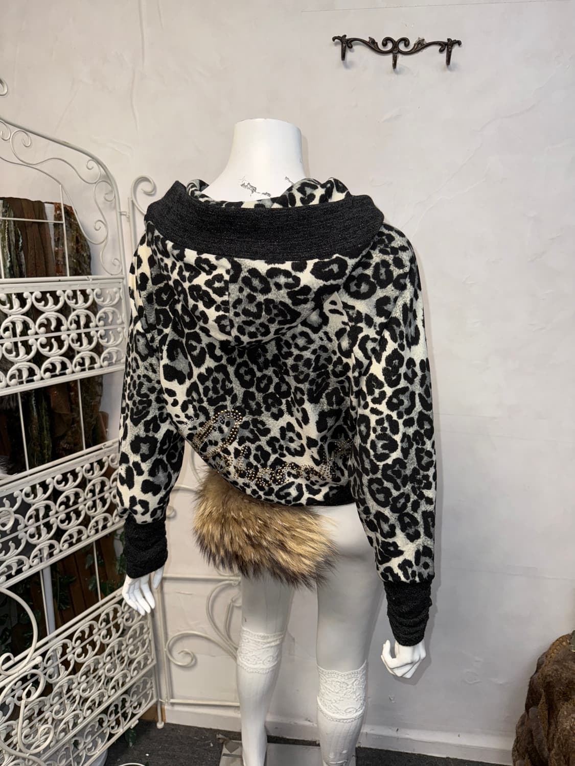 Gray leopard shirring warmer hood zipup 상품이미지5