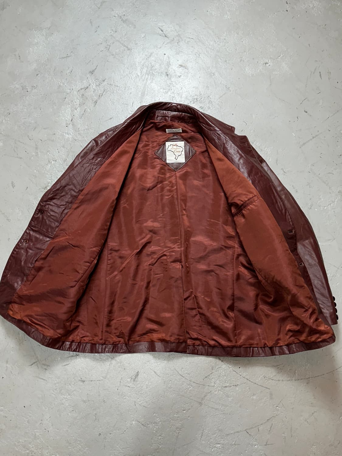 80's 빈티지 버건디 레더 자켓 파이트클럽 레더 블레이저 상품이미지7