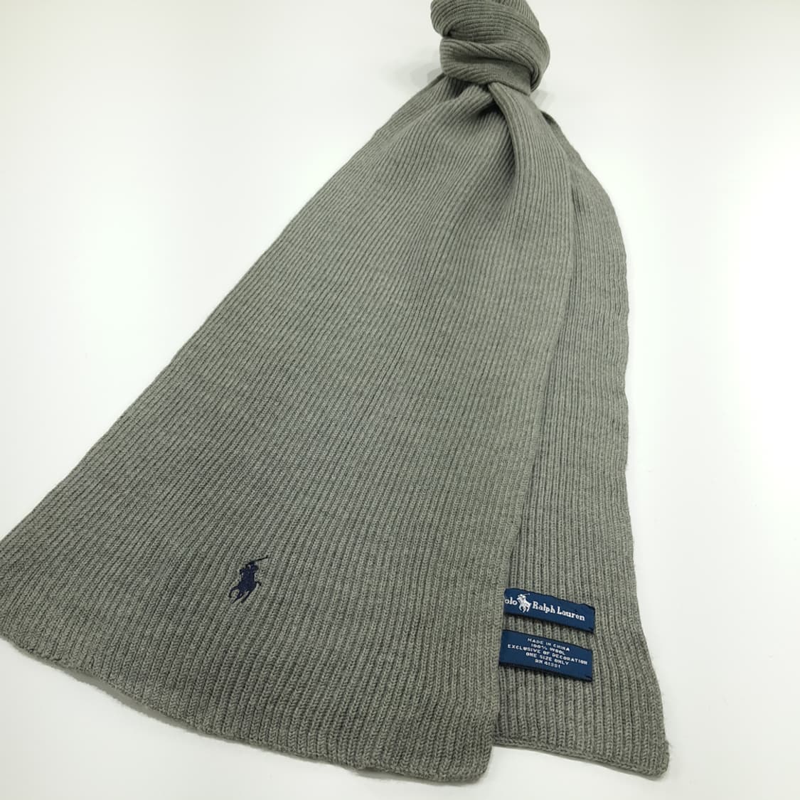 MX286 폴로 랄프로렌 더스티그레이 울 니트 목도리 머플러 상품이미지3