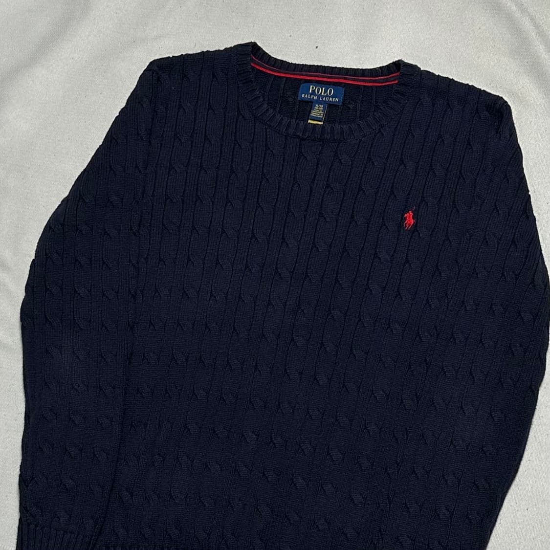 XL 폴로랄프로렌 레드 포니 여성용 네이비 케이블 니트 상품이미지1