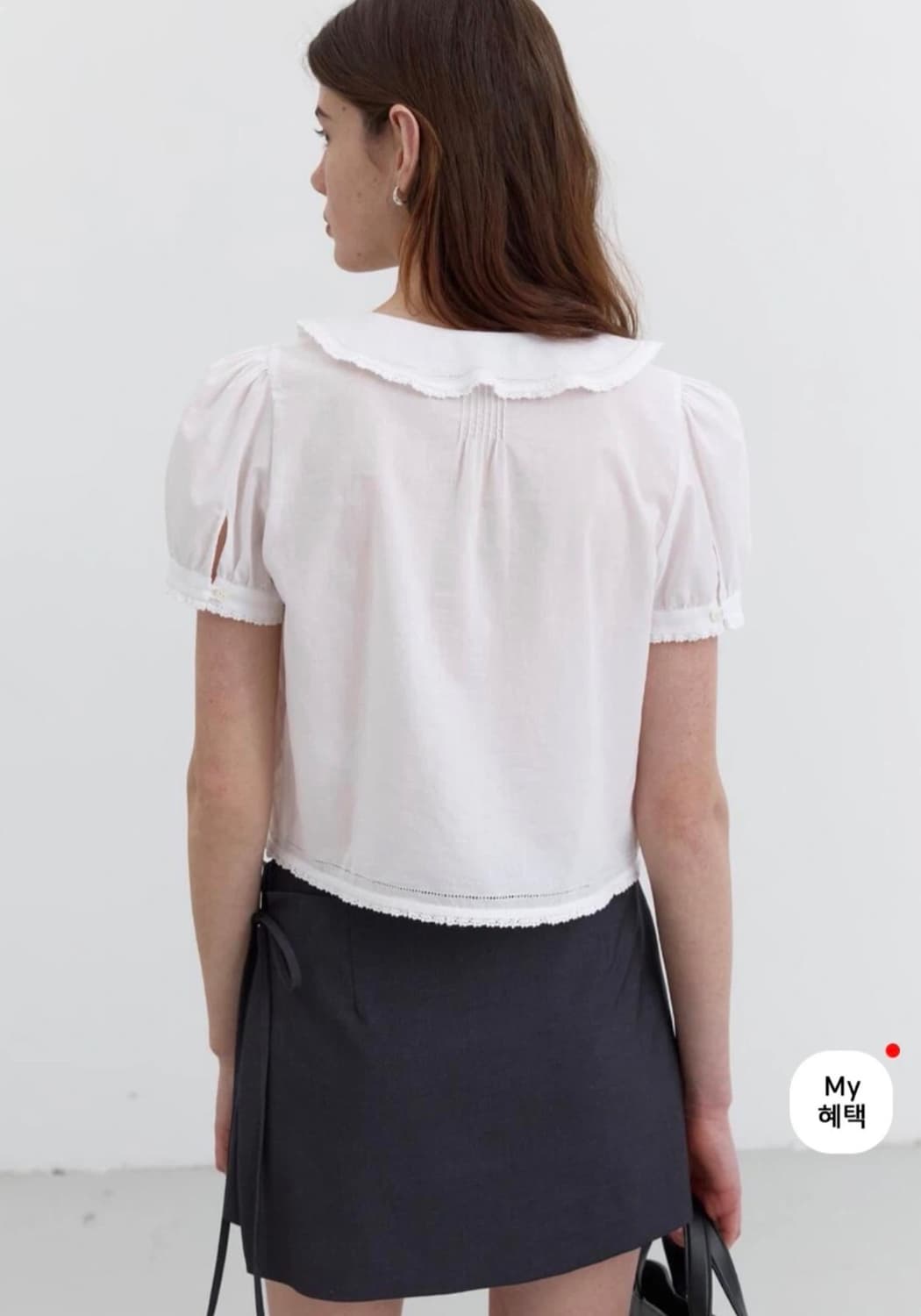 던스트 - 프릴 카라 블라우스 (화이트 M사이즈) 상품이미지2