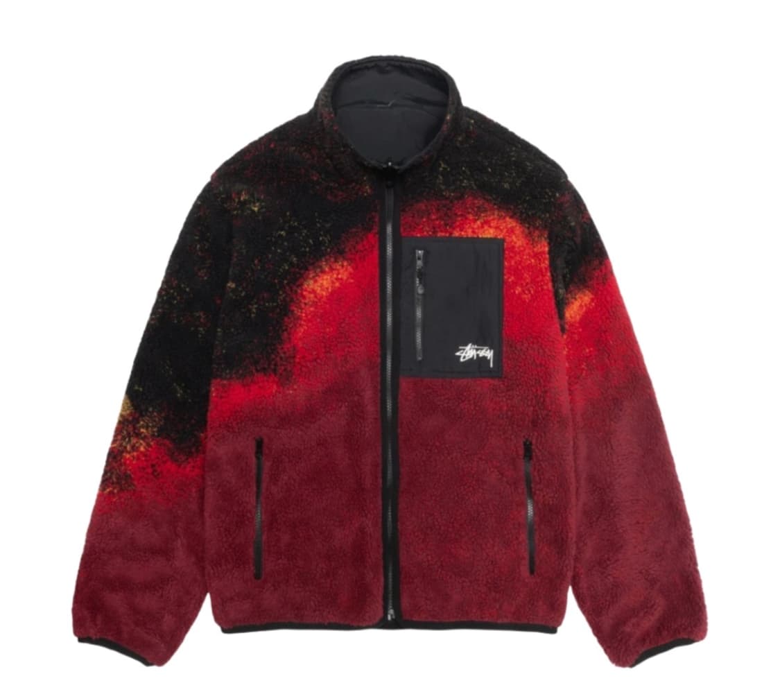S) 스투시 쉐르파 리버시블 플리스 자켓 라바 레드 새제품 상품이미지1