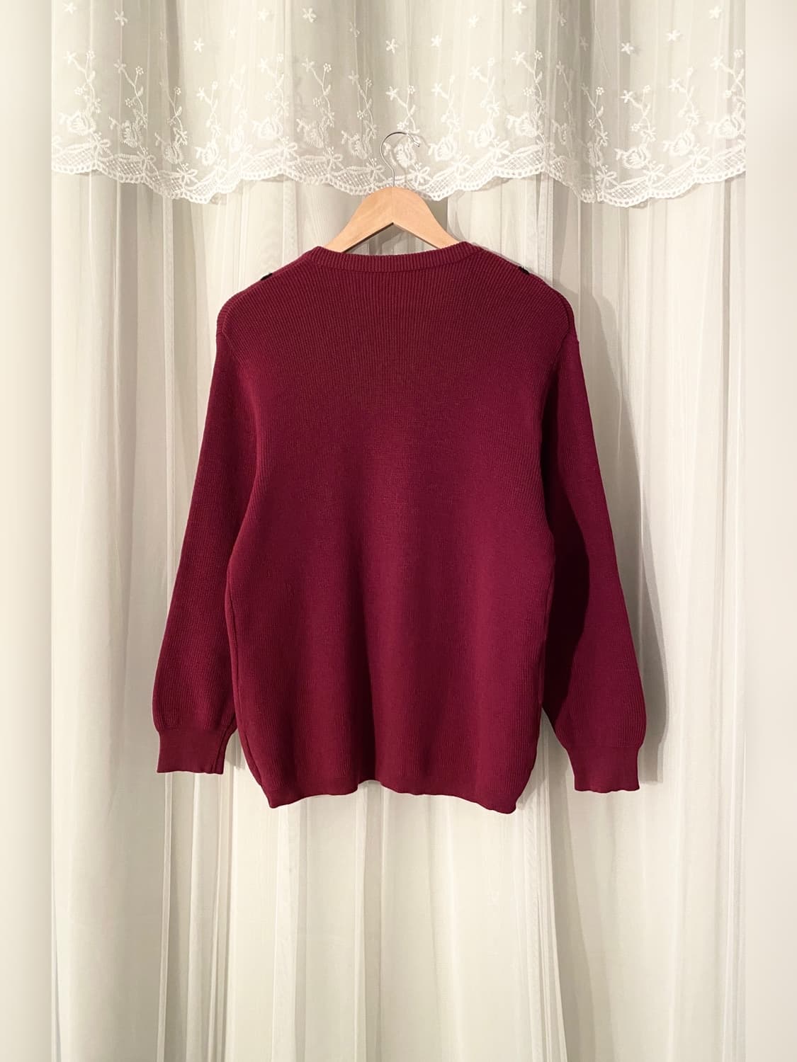 Vintage Burgundy Wool Lace Cardigan 상품이미지6