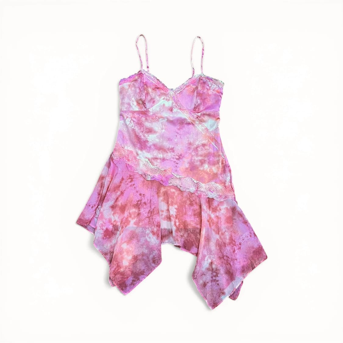 Pink Print Unbalance Slip Dress 상품이미지1
