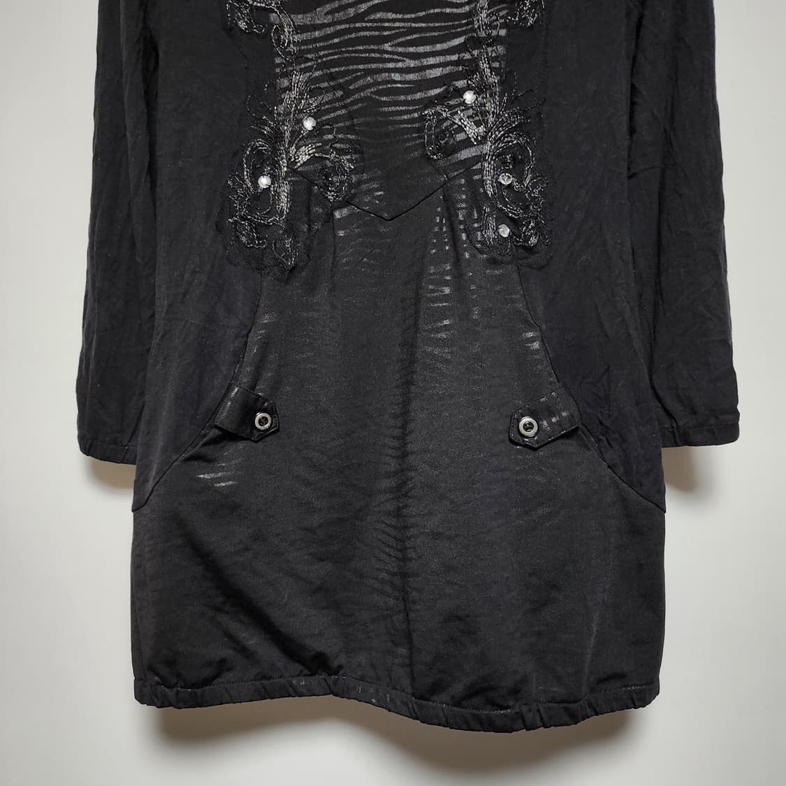 Y2k 고딕펑크 지뢰계 다크웨어 롱 후드 슬리브 상품이미지5