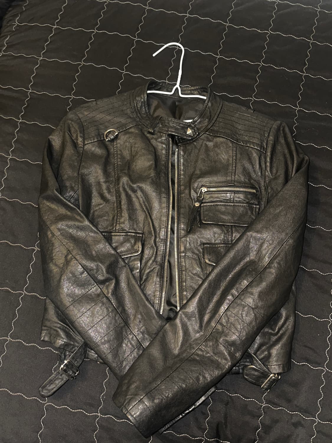 일본 빈티지 포켓 디테일 크롭 양가죽자켓 상품이미지1