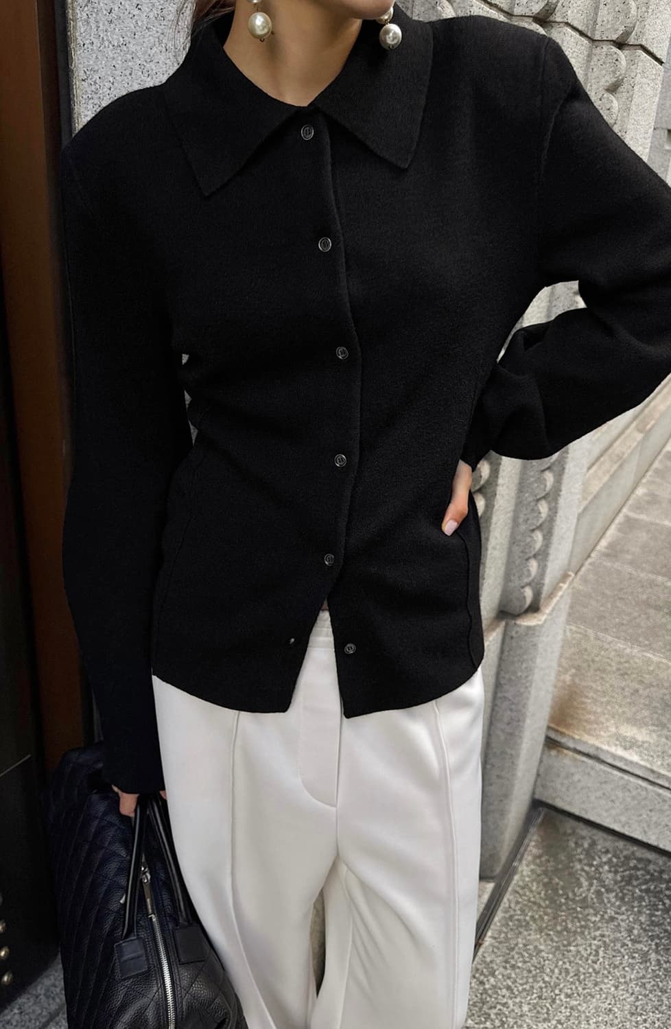 드래곤블루스 볼륨 슬리브 가디건 블랙 S 상품이미지3