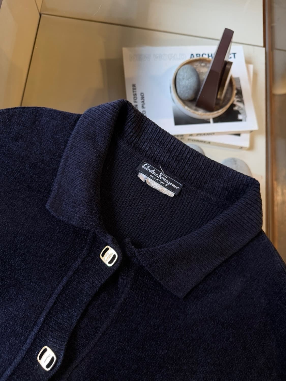 살바토레 페라가모 테리코튼 금장 가디건 66~77 상품이미지5