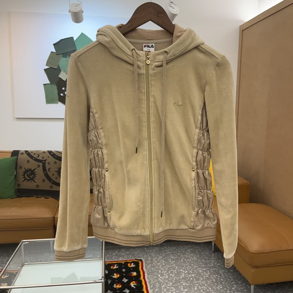 휠라 레트로 폭닥 벨벳 후드 집업 M C07377 상품이미지3