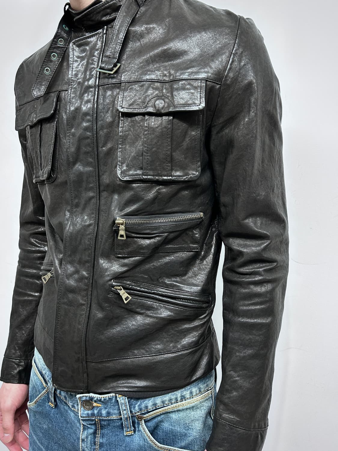 멀티 포켓 이탈리안 램스킨 레더 자켓 상품이미지2